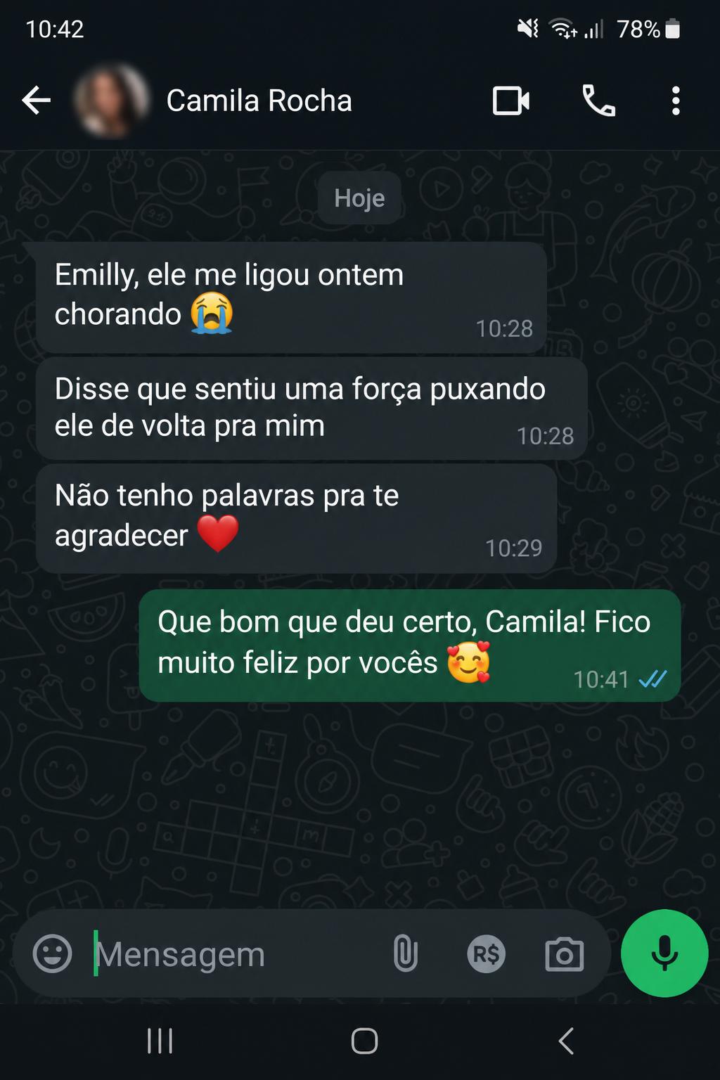 Conversa com cliente Camila Rocha